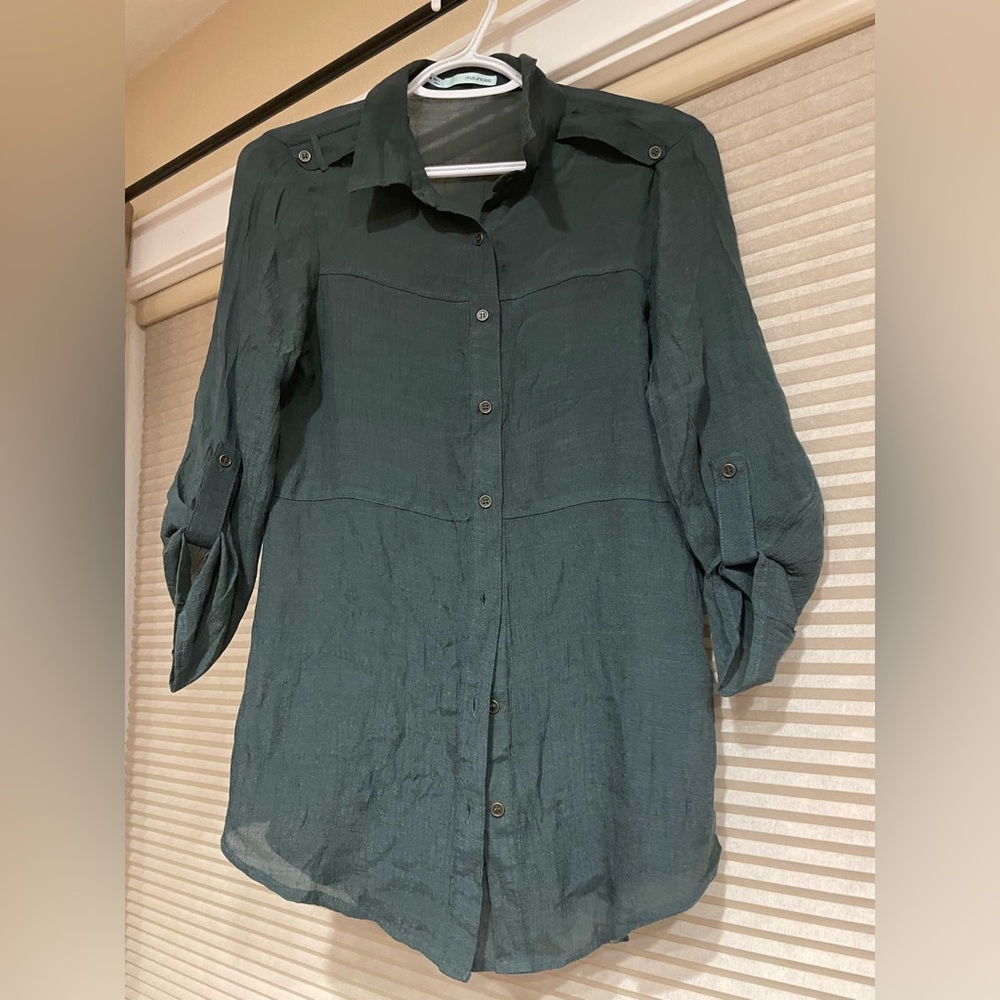 Hunter green button down shirt